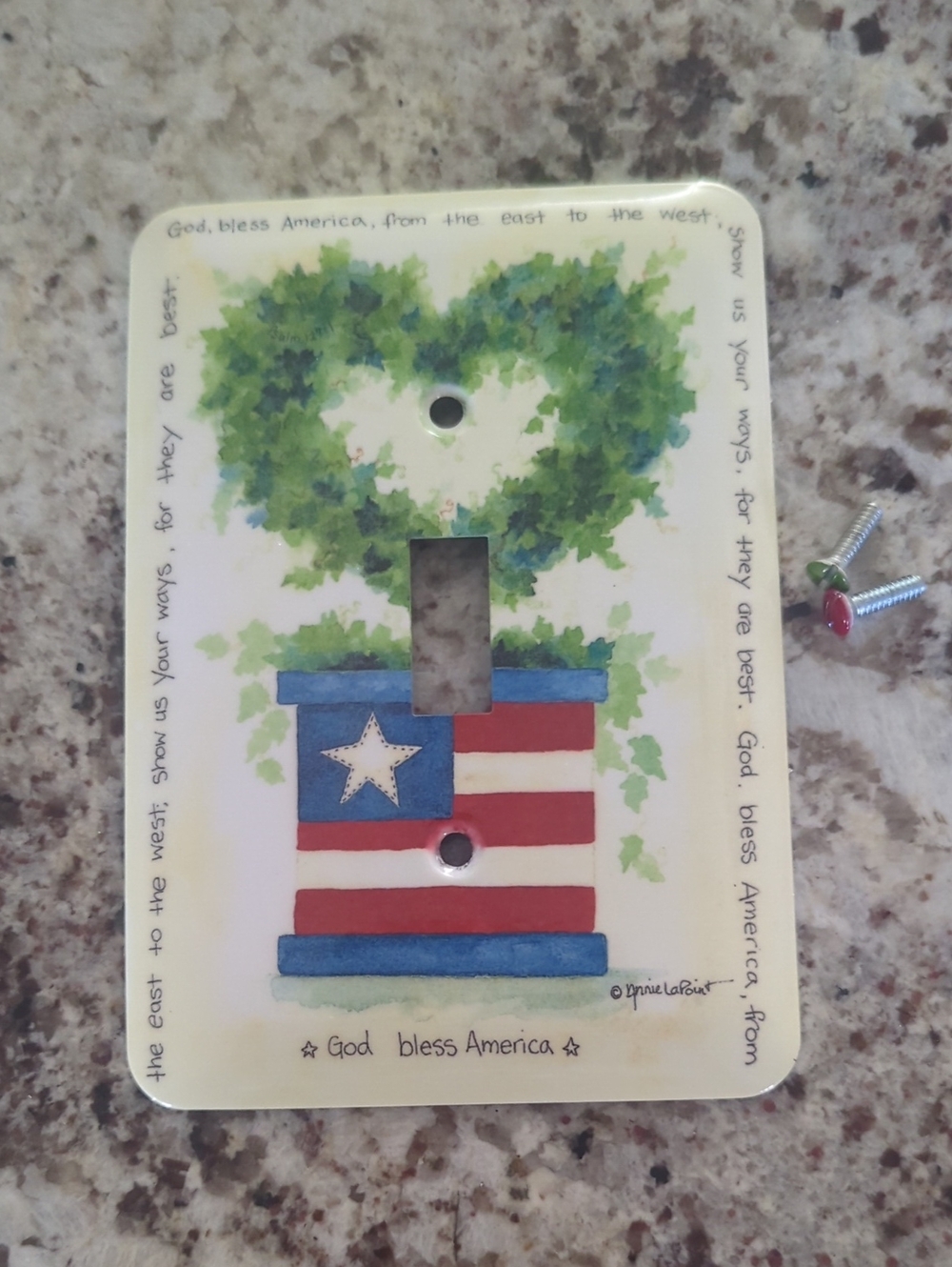 Annie LaPoint patriotic Wall Plate - White, Red, Blue